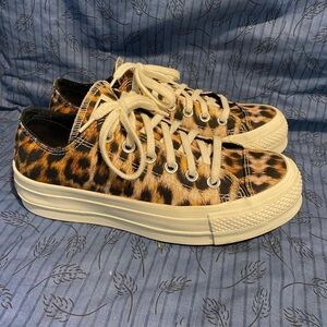 Converse all star low ox lift leopard print sneakers size 7